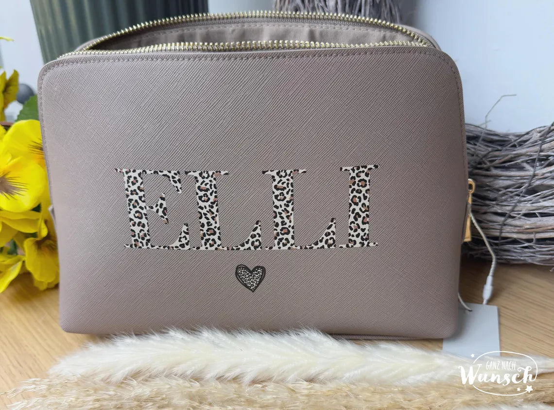Personalisierte Kosmetiktasche mit Namen | Leoprint | Personalisierter Kosmetikbeutel | personalisierte Kulturtasche | Schminktasche