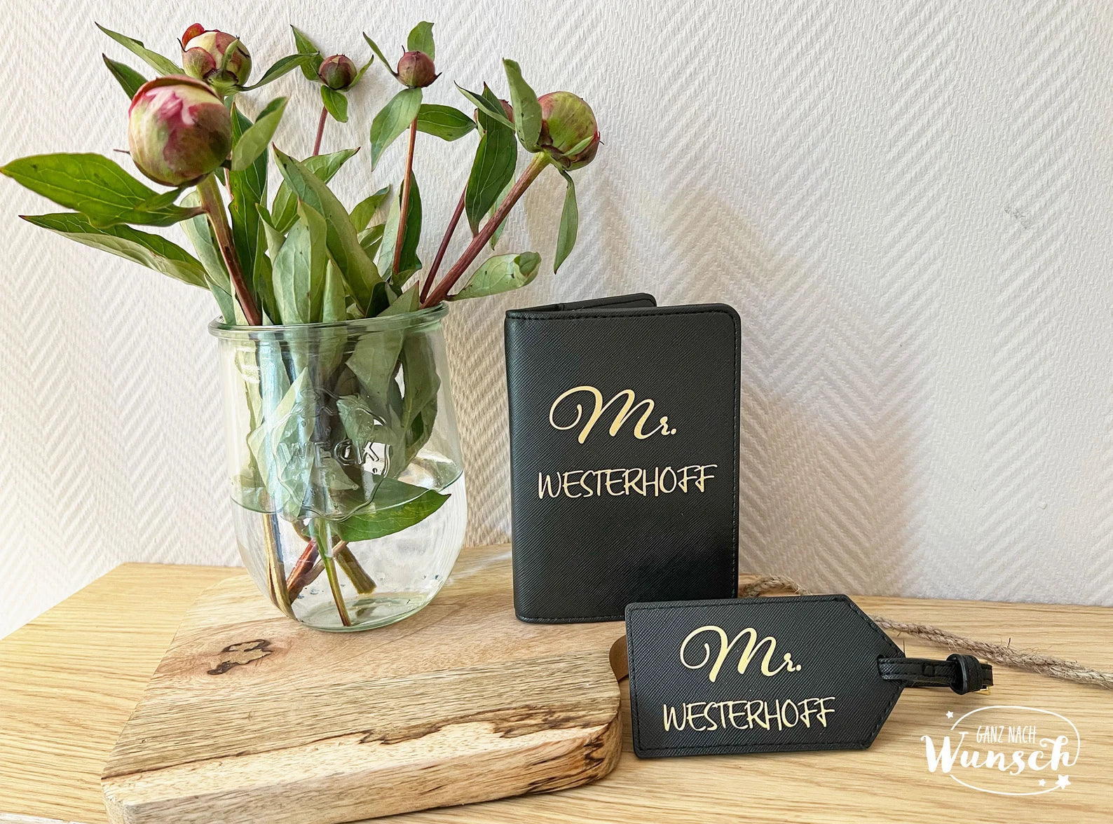 Reisepasshülle | Impfpasshülle | Travel Set | Kofferanhänger | Anhänger | personalisiert | Etui | Reisepass | personalisierte Reisepasshülle