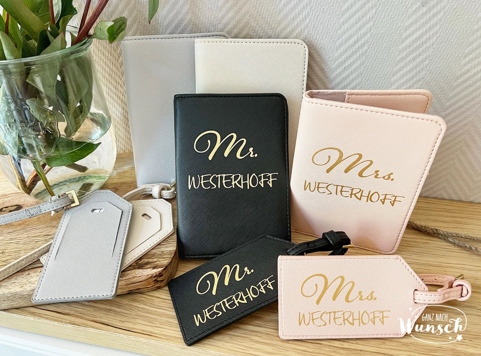Reisepasshülle | Impfpasshülle | Travel Set | Kofferanhänger | Anhänger | personalisiert | Etui | Reisepass | personalisierte Reisepasshülle