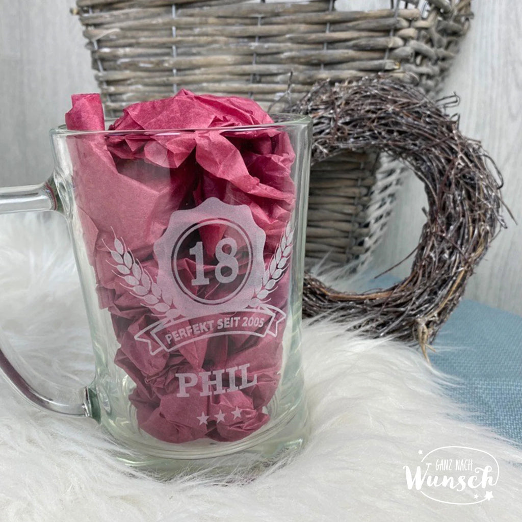 Bierglas mit Gravur | Bierkrug | Bierglas personalisiert | Geschenk zum Geburtstag | 18. Geburtstag | Bierglas | graviertes Bierglas