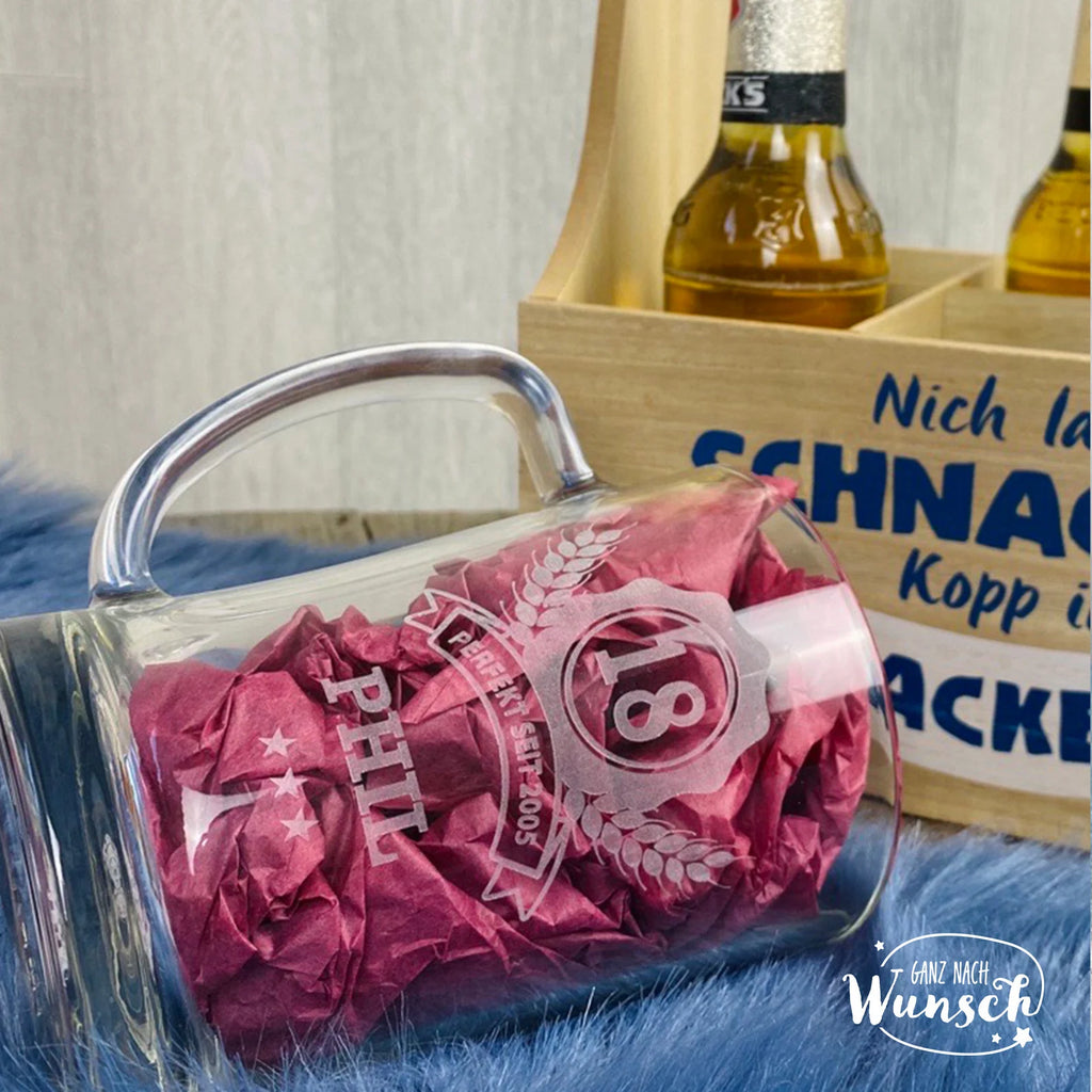 Bierglas mit Gravur | Bierkrug | Bierglas personalisiert | Geschenk zum Geburtstag | 18. Geburtstag | Bierglas | graviertes Bierglas