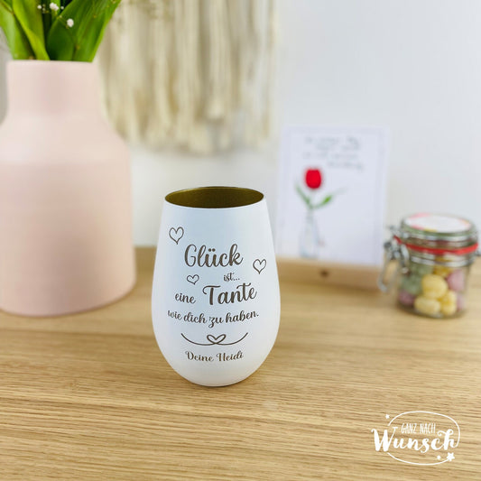 Windlicht mit Gravur | Glück ist.... | Gravur | Geschenk an die Mama, Oma, Tante, Schwester usw. | Kerzenlicht | Lichtglas | Geschenk