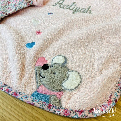 Personalisiertes Lätzchen | mit Klettverschluss | Sterntaler | Baby Lätzchen mit Namen | Maus Marbel | Esel Emmi | Klettlätzchen | Baumwolle