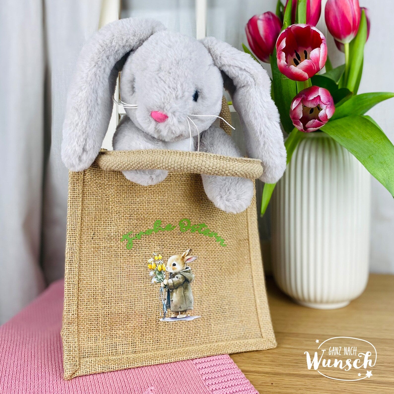 Ostertasche personalisiert | Jute | Geschenktasche | Osterkörbchen