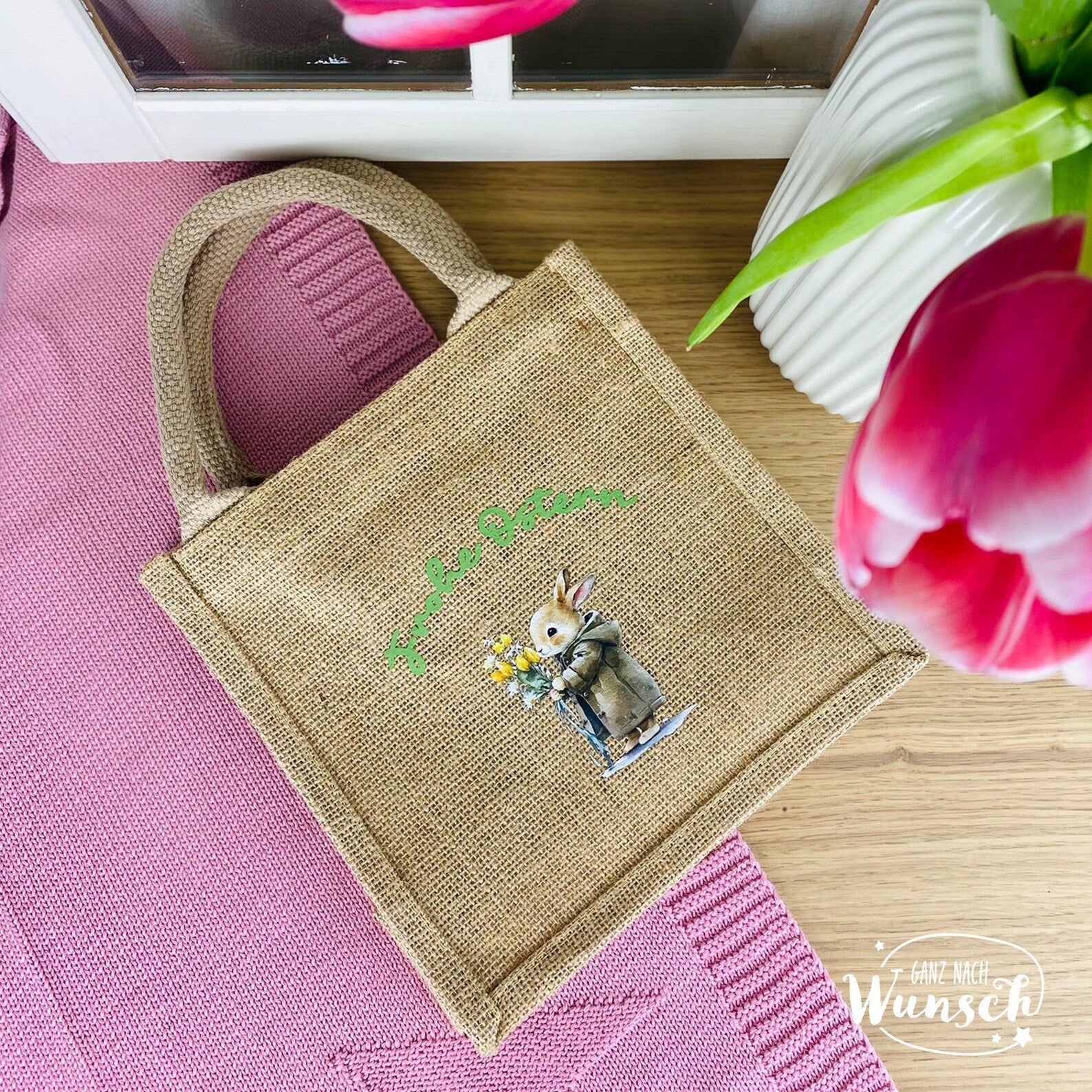 Ostertasche personalisiert | Jute | Geschenktasche | Osterkörbchen