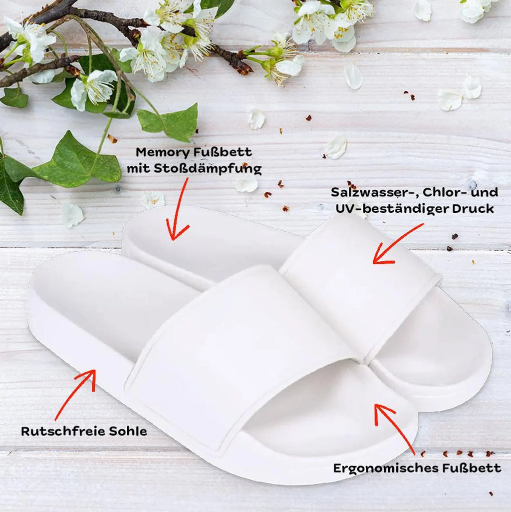 Badeschuhe "Team Braut / Braut", für Hochzeit, Jungesellenabschied, Sauna, Badelatschen, FlipFlops, Adiletten, Slipper mit Motiv, Eukalyptus