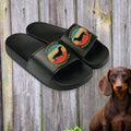 Badeschuhe "Gassiletten", für Urlaub, Strand, Schwimmbad, Sauna, Badelatschen, FlipFlops, Adiletten, Dackel, Dachshund, Hund, Gassi