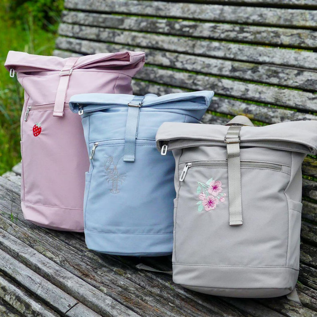Rucksack personalisiert mit Stick und Namen, Kinder | Schule, Kindergarten | Rolltop Schulrucksack | Geschenk Mama