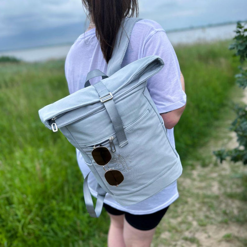 Rucksack personalisiert mit Stick und Namen, Kinder | Schule, Kindergarten | Rolltop Schulrucksack | Geschenk Mama