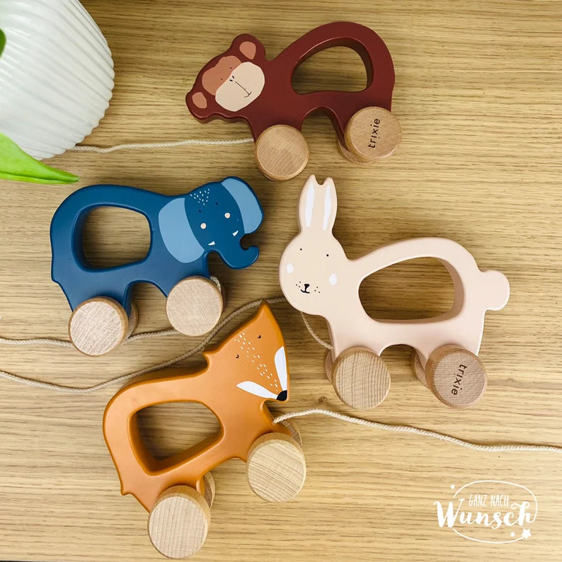 Trixie Holzspielzeug mit Namen Personalisiertes Spielzeug Geschenk zur Geburt Taufe Babyparty Geburtstag Kindergarten Patengeschenk
