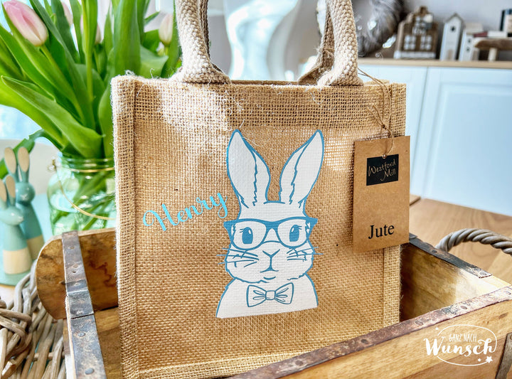 Ostertasche aus Jute, personalisierbar, 20 × 20 × 12 cm