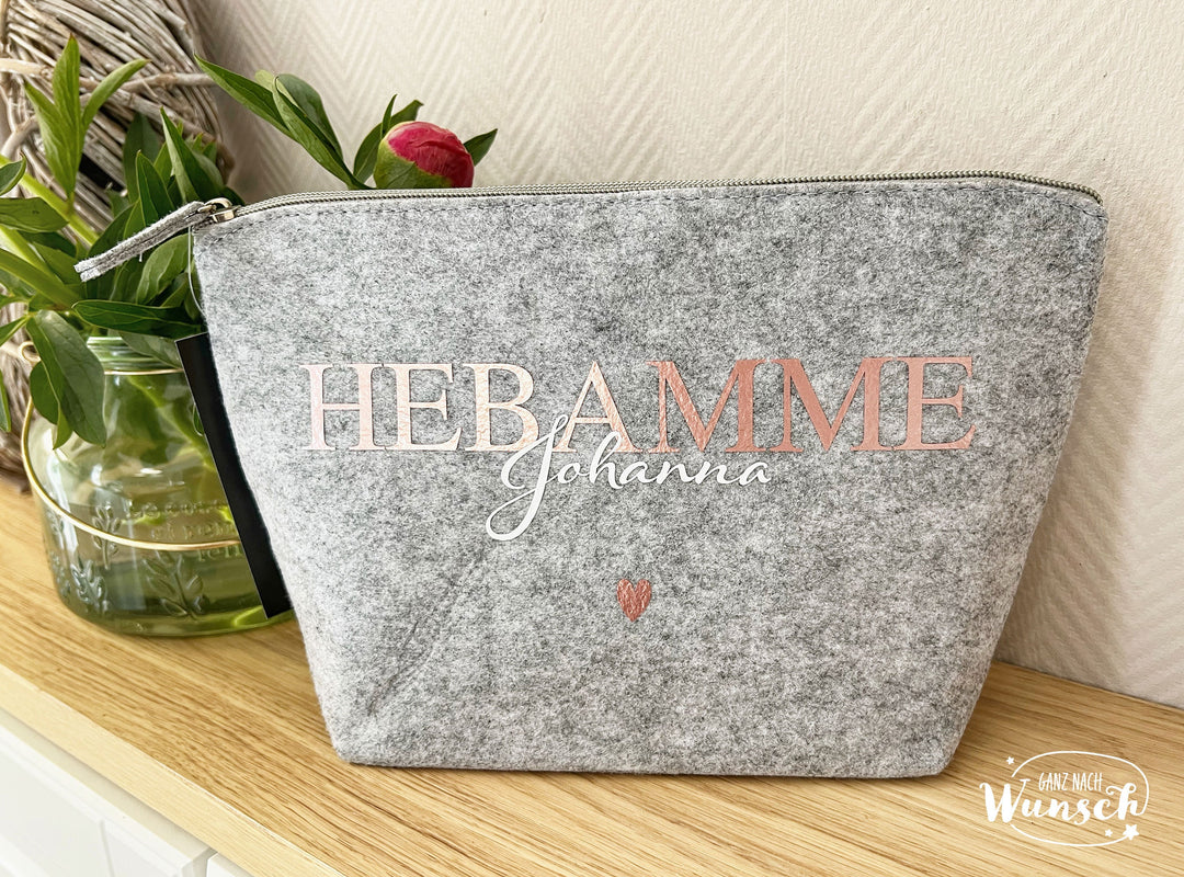 Filz-Kulturtasche als Geschenk zum Abschied