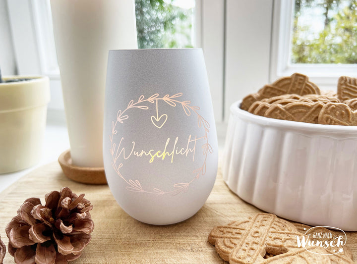 Windlicht „Wunschlicht“ mit Wunschtext
