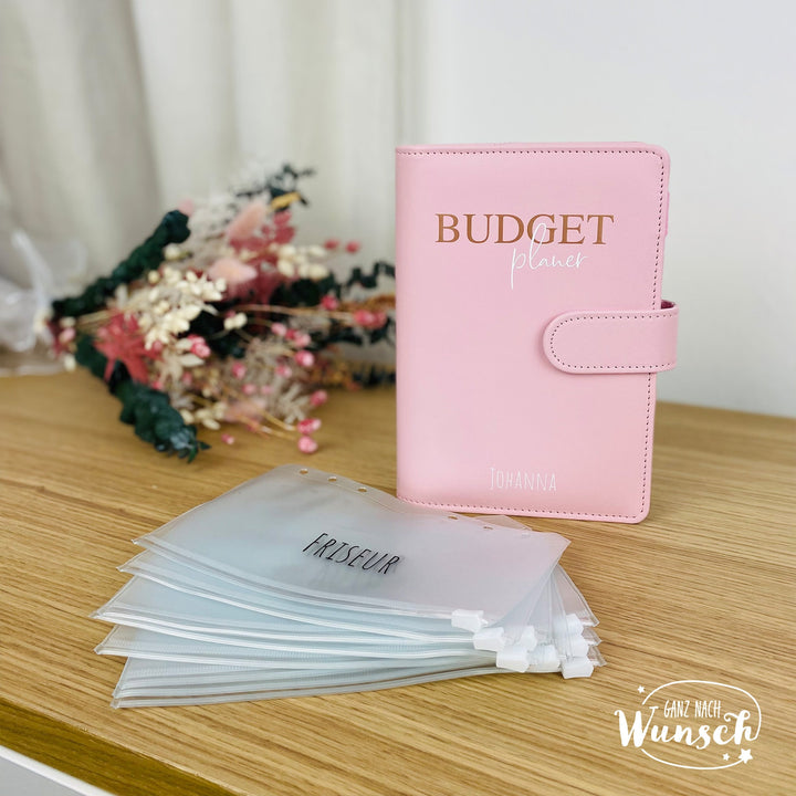 Budgetplaner A6 mit Blumenkranz und Initiale