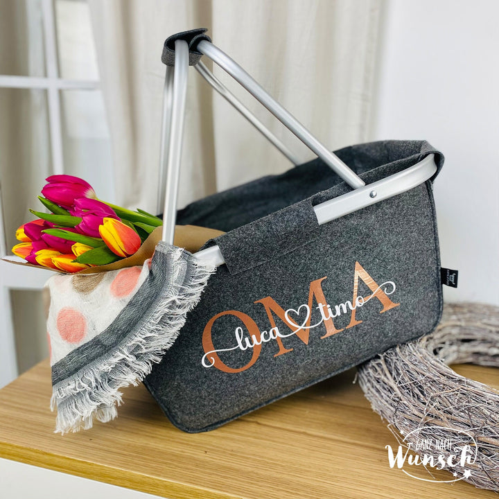 Personalisierter Einkaufskorb als Geschenk für Oma – Geburtstag