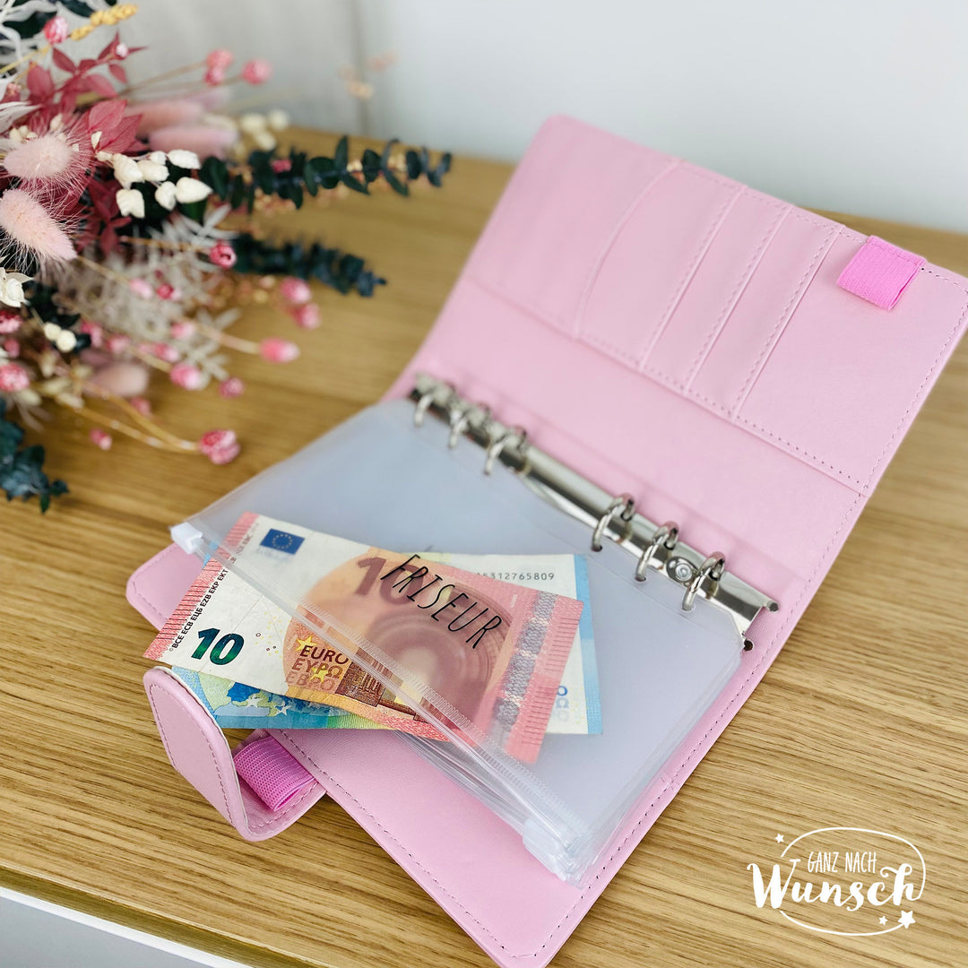 Budgetplaner A6 mit Blumenkranz und Initiale