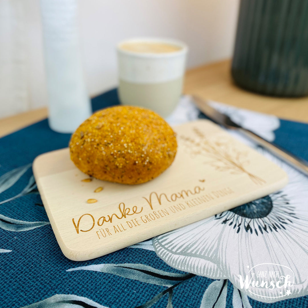 Frühstücksbrettchen „Danke“ mit Gravur