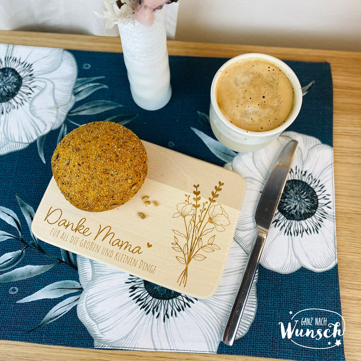 Frühstücksbrettchen „Danke“ mit Gravur