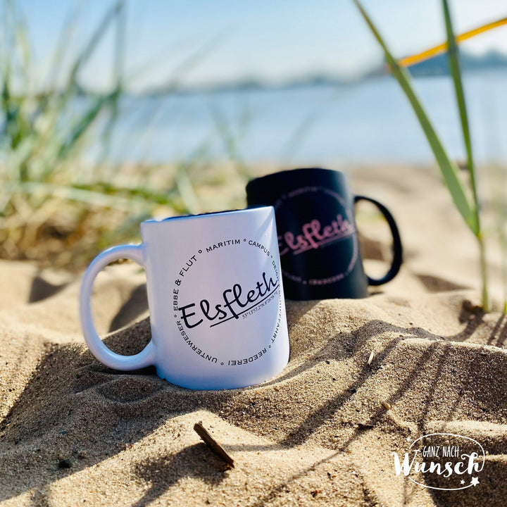 Keramiktasse mit Koordinaten-Gravur