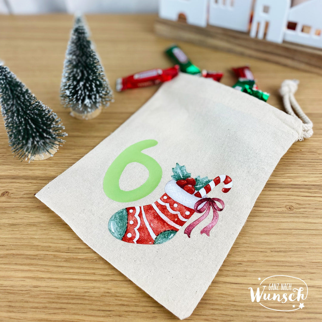 Adventskalender mit 24 Stoffsäckchen zum Befüllen – Bild 3