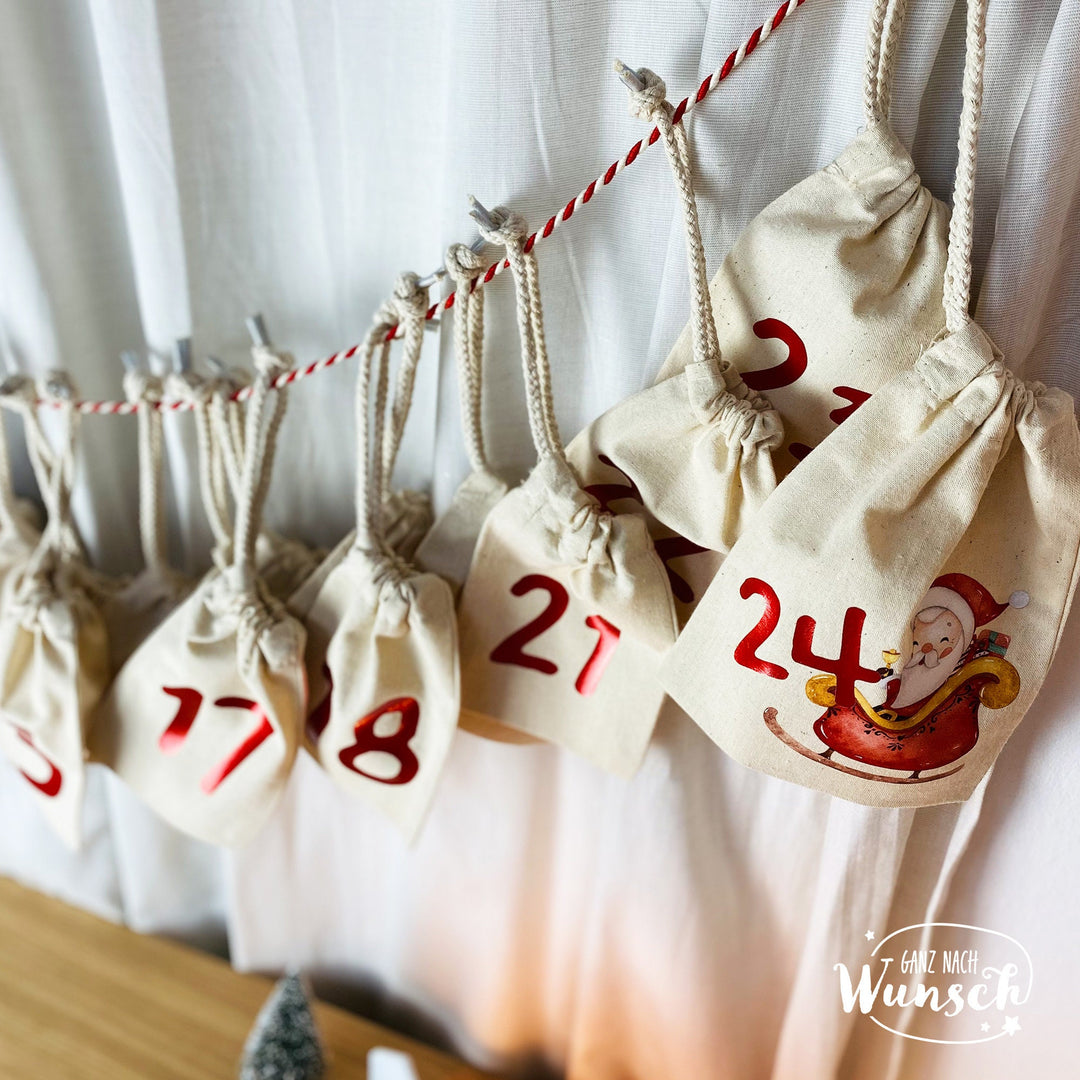 Adventskalender mit 24 Stoffsäckchen zum Befüllen – Bild 2