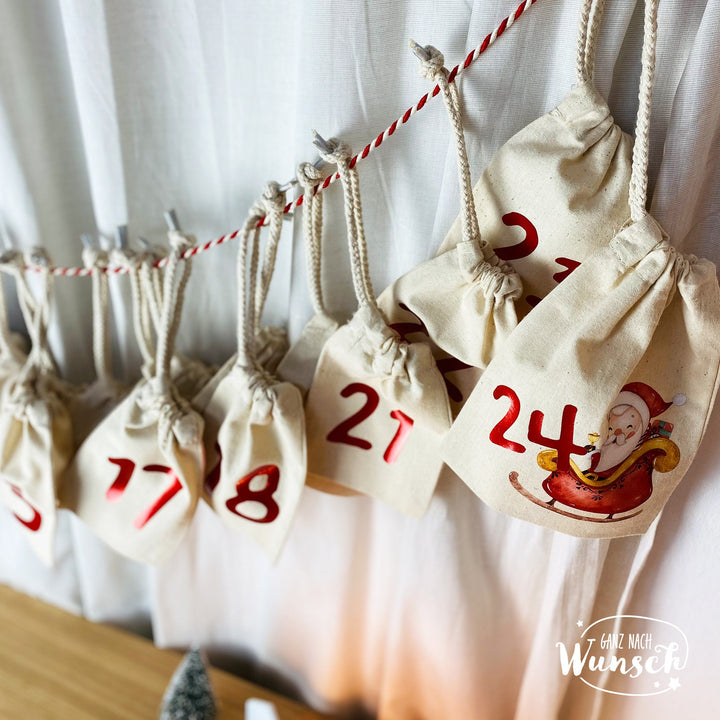 Adventskalender mit 24 Stoffsäckchen zum Befüllen – Bild 2
