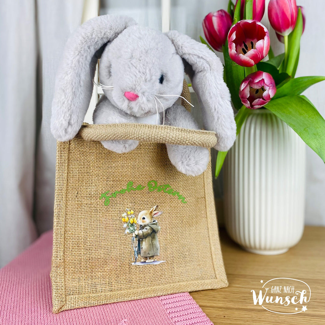 Jute-Ostertasche mit Namen