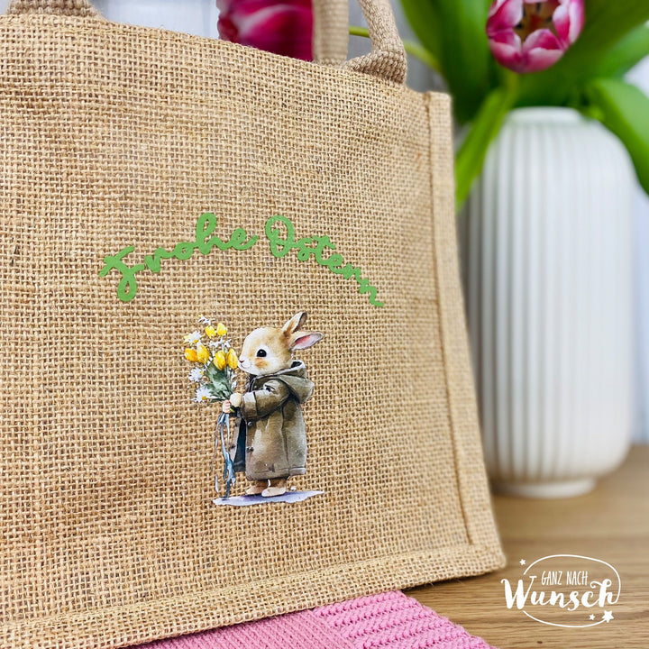 Jute-Ostertasche mit Namen