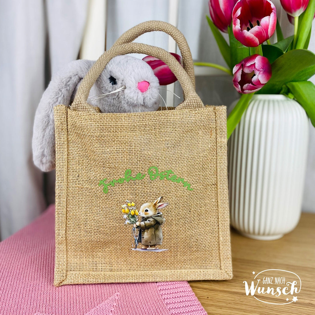 Jute-Ostertasche mit Namen