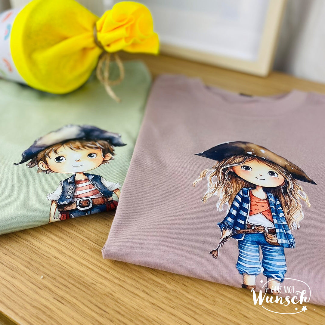 Personalisiertes Kinder-Shirt mit Piraten zur Einschulung