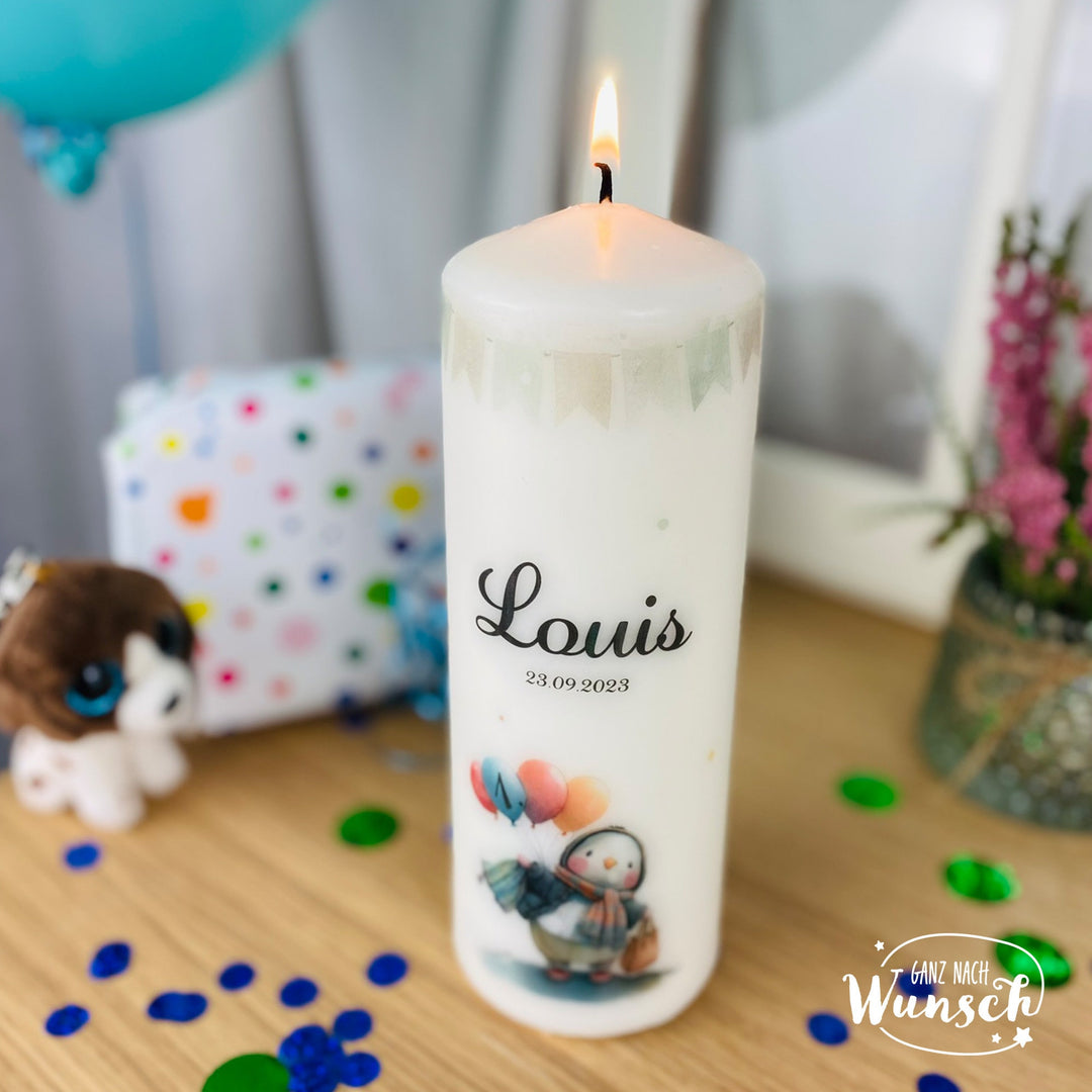 Geburtstagskerze „Pinguin“ mit Personalisierung