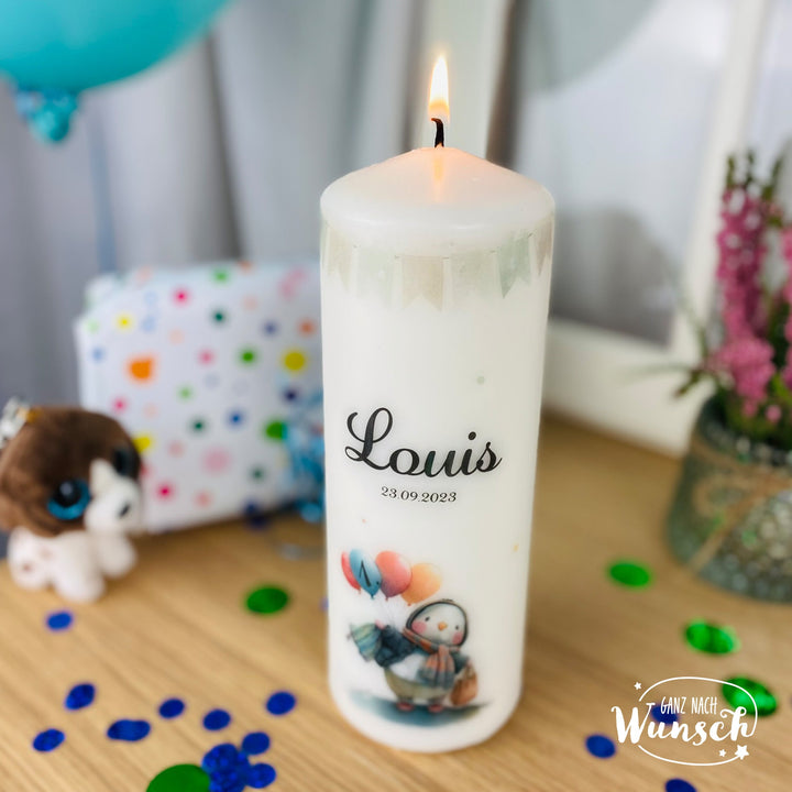 Geburtstagskerze „Pinguin“ mit Personalisierung
