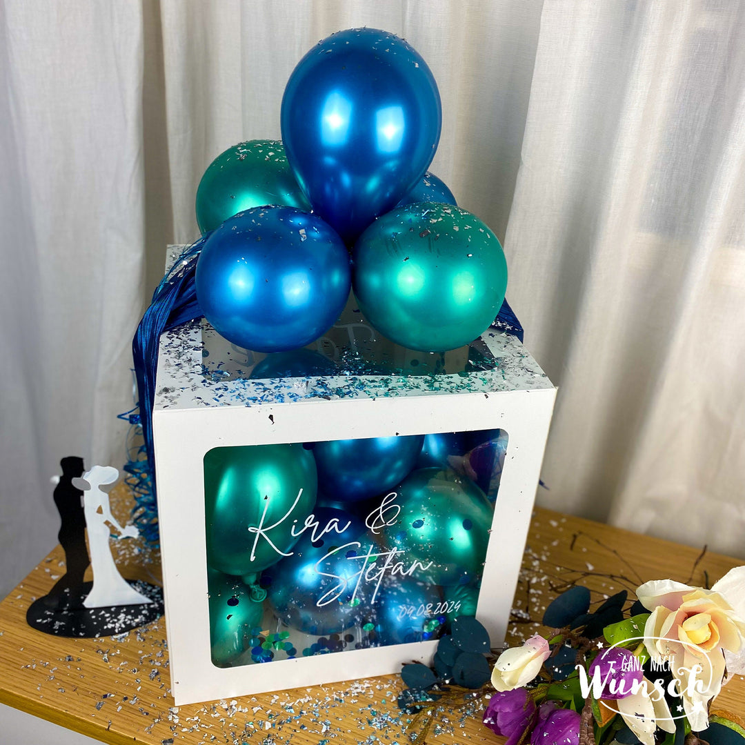Ballon-Geschenkbox zur Hochzeit mit Hochzeitsdatum