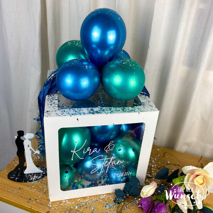 Ballon-Geschenkbox zur Hochzeit mit Hochzeitsdatum