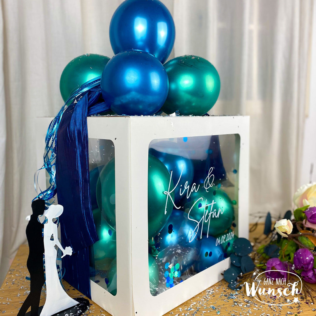 Ballon-Geschenkbox zur Hochzeit mit Hochzeitsdatum