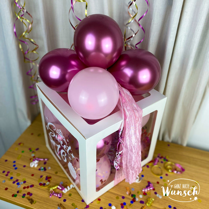 Geschenkbox zum 16. Geburtstag – Ballonbox mit Luftballons – personalisiert