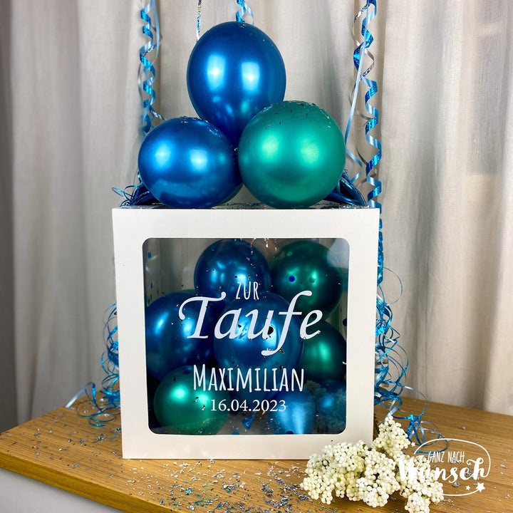 Ballon-Geschenkbox zur Taufe mit Namen