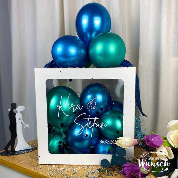 Ballon-Geschenkbox zur Hochzeit mit Hochzeitsdatum