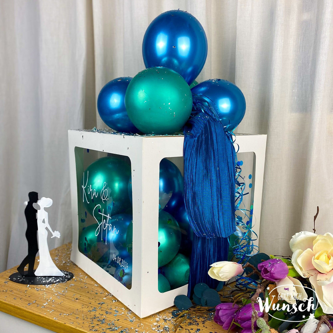 Ballon-Geschenkbox zur Hochzeit mit Hochzeitsdatum