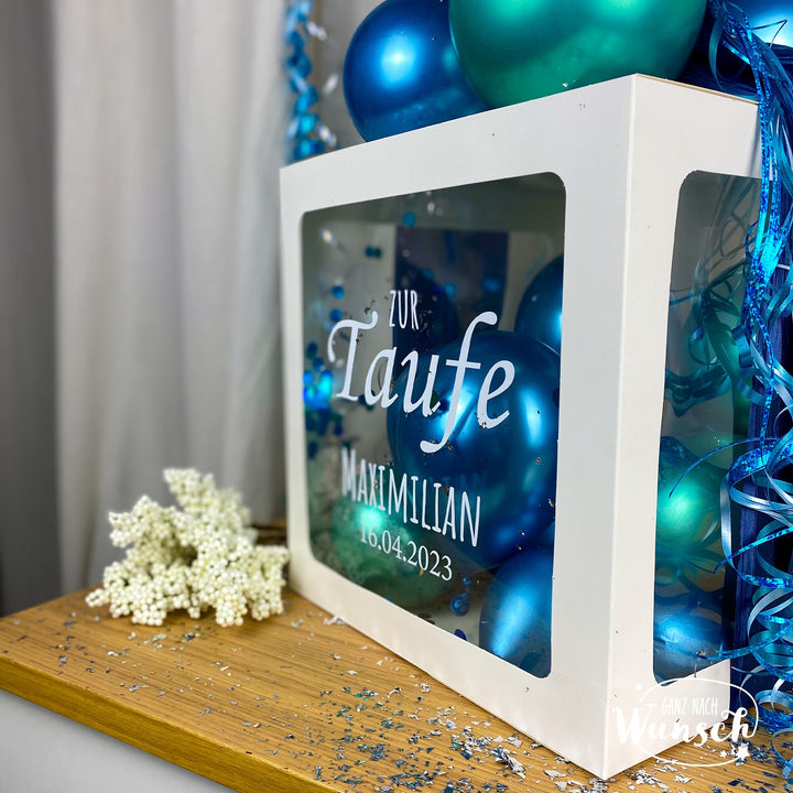 Ballon-Geschenkbox zur Taufe mit Namen