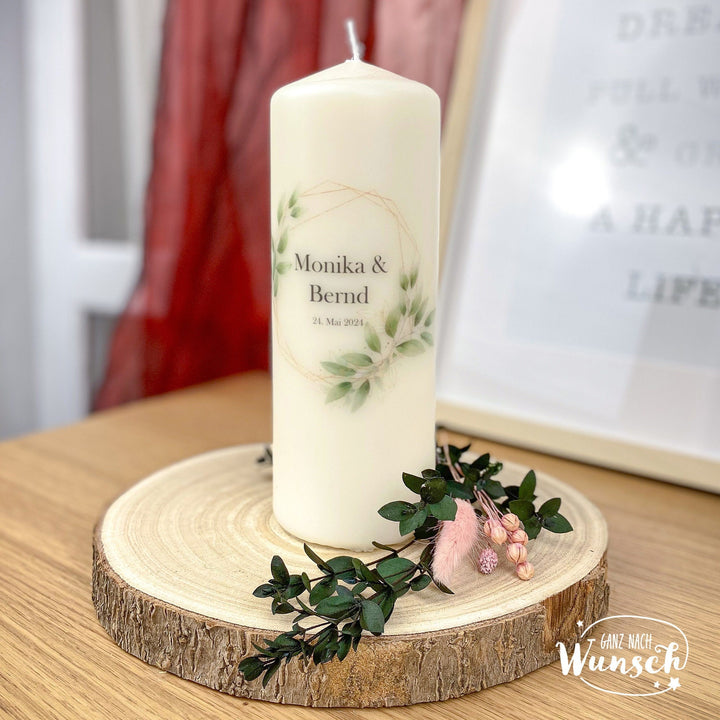 Hochzeitskerze mit Namen und Hochzeitsdatum