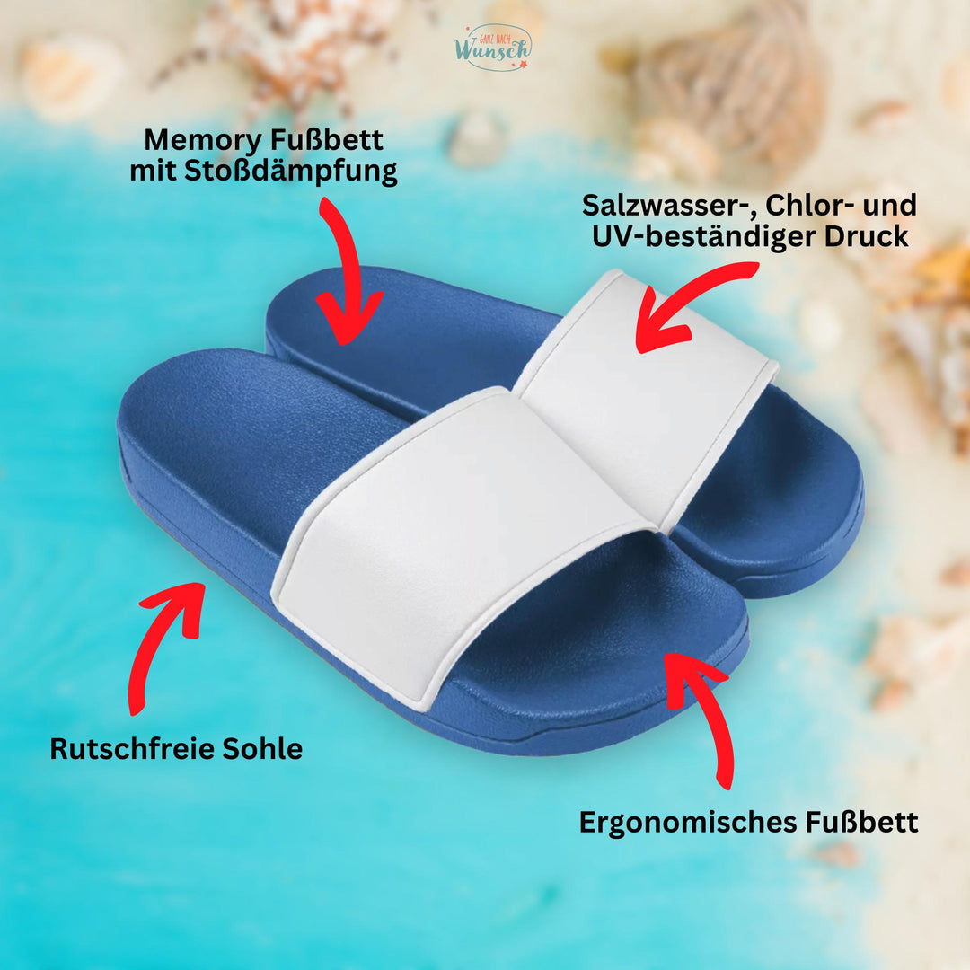 Badelatschen „Ghetto Lettos“ – lustige Slides mit Schriftzug &amp; Motiv