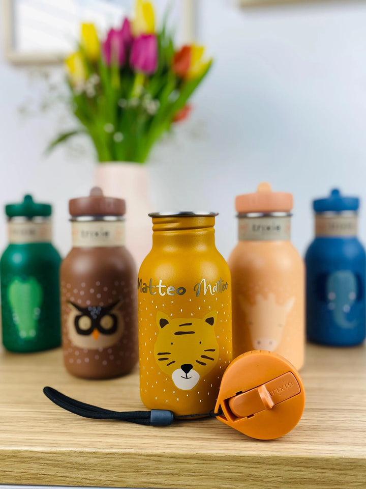 Trixie Trinkflasche 350ml personalisiert mit Namen | Kinder Edelstahl Trinkflasche | GNW