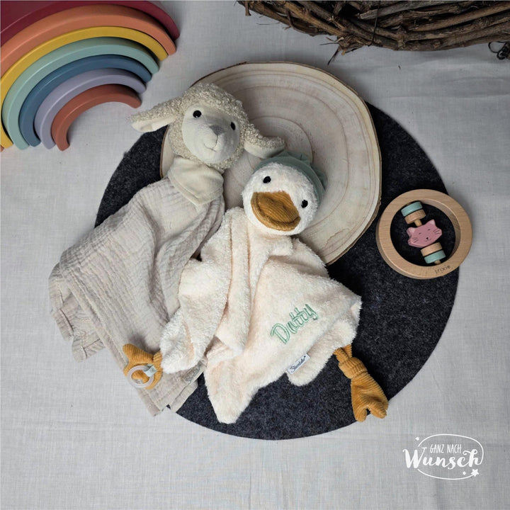 Sterntaler Schmusetuch Lamm &amp; Ente – personalisiert mit Namen