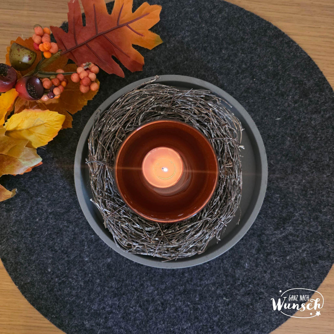 Windlicht „Autumn“ – Kristallglas mit Blätter-Motiv Gravur