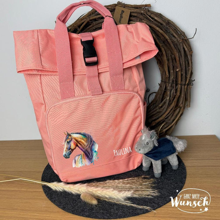 Rolltop-Rucksack „Pferd“ mit Namen