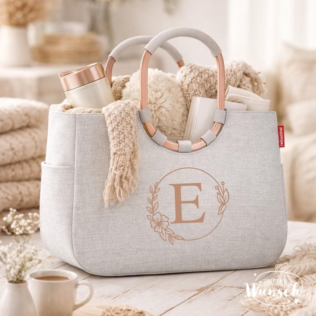 Reisenthel loopshopper L mit Blumenkranz und Initiale