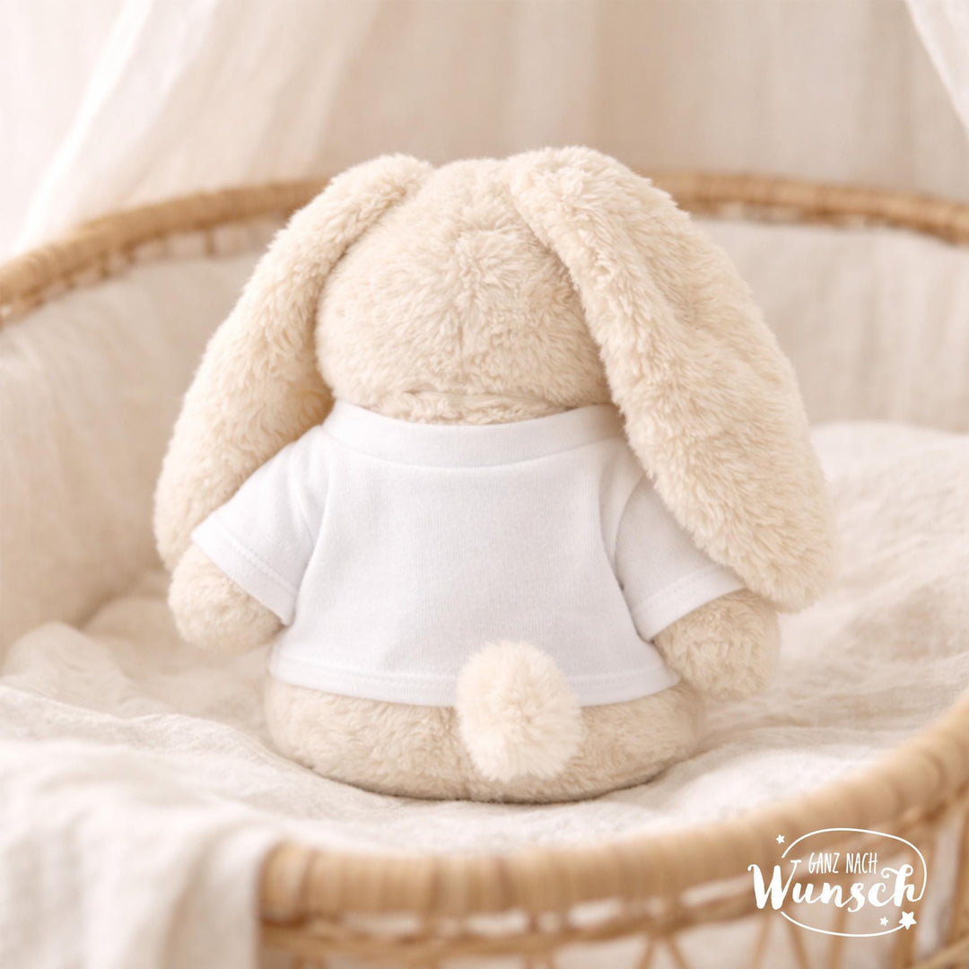 minifeet Stoffhase mit Name im Blumenkranz