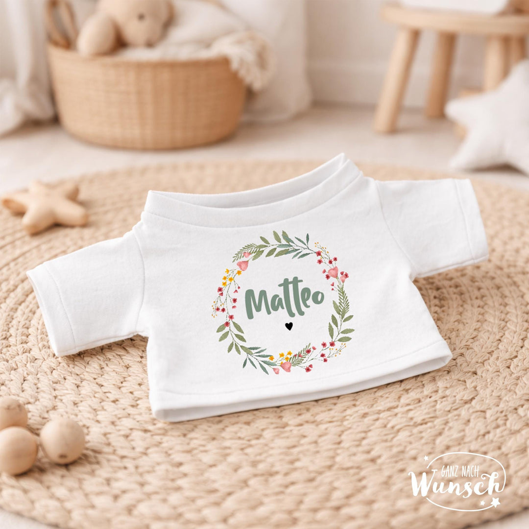 minifeet Stoffhase mit Name im Blumenkranz