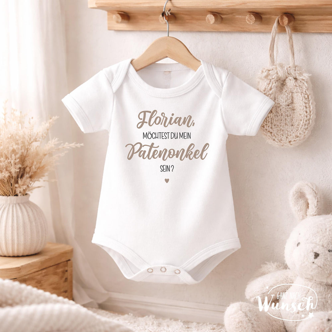 Babybody mit Patenschaftsfrage